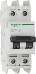 Schneider Electric - 3 Amp, 125 VDC, 240 VAC, 60 VDC, 1 Pole, DIN Rail Mount, Fixed Mount Miniature Circuit Breaker - Thermal Magnetic Trip, Multiple Breaking Capacity Ratings, 73mm Deep x 107mm High x 36mm Wide - Eagle Tool & Supply