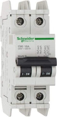 Schneider Electric - 15 Amp, 125 VDC, 240 VAC, 60 VDC, 1 Pole, DIN Rail Mount, Fixed Mount Miniature Circuit Breaker - Thermal Magnetic Trip, Multiple Breaking Capacity Ratings, 73mm Deep x 107mm High x 36mm Wide - Eagle Tool & Supply