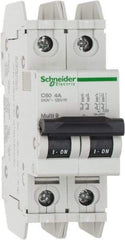 Schneider Electric - 4 Amp, 125 VDC, 240 VAC, 60 VDC, 1 Pole, DIN Rail Mount, Fixed Mount Miniature Circuit Breaker - Thermal Magnetic Trip, Multiple Breaking Capacity Ratings, 73mm Deep x 107mm High x 36mm Wide - Eagle Tool & Supply