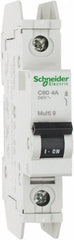 Schneider Electric - 4 Amp, 125 VDC, 240 VAC, 60 VDC, 1 Pole, DIN Rail Mount, Fixed Mount Miniature Circuit Breaker - Thermal Magnetic Trip, Multiple Breaking Capacity Ratings, 73mm Deep x 107mm High x 18mm Wide - Eagle Tool & Supply