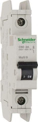 Schneider Electric - 2 Amp, 125 VDC, 240 VAC, 60 VDC, 1 Pole, DIN Rail Mount, Fixed Mount Miniature Circuit Breaker - Thermal Magnetic Trip, Multiple Breaking Capacity Ratings, 73mm Deep x 107mm High x 18mm Wide - Eagle Tool & Supply