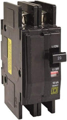 Square D - 25 Amp, 120/240 VAC, 2 Pole, DIN Rail Mounted, Flush Mount, Surface Mount Miniature Circuit Breaker - Thermal Magnetic Trip, 10 kA at 120/240 VAC Breaking Capacity, 14-2 (Aluminum), 14-2 (Copper) AWG, 74mm Deep x 103mm High x 19mm Wide - Eagle Tool & Supply