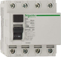 Schneider Electric - 25 Amp, 240 VAC, 277 VAC, 400 VAC, 415 VAC, 4 Pole, Residual Current Device - Eagle Tool & Supply