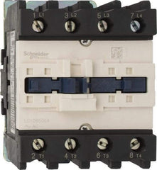 Schneider Electric - 4 Pole, 110 Coil VAC at 50/60 Hz, 80 Amp, Nonreversible IEC Contactor - 1 Phase hp: 10 at 230/240 VAC, 5 at 115 VAC, 3 Phase hp: 20 at 200/208 VAC, 20 at 230/240 VAC, 50 at 460/480 VAC, 50 at 575/600 VAC - Eagle Tool & Supply