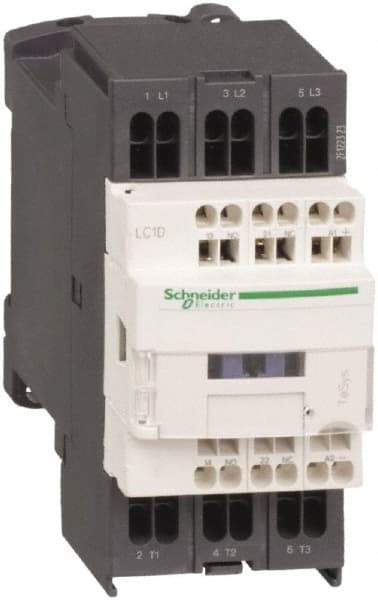 Schneider Electric - 3 Pole, 120 Coil VAC at 50/60 Hz, 12 Amp at 440 VAC and 16 Amp at 440 VAC, Nonreversible IEC Contactor - 1 Phase hp: 1 at 115 VAC, 2 at 230/240 VAC, 3 Phase hp: 10 at 575/600 VAC, 3 at 200/208 VAC, 3 at 230/240 VAC, 7.5 at 460/480 VAC - Eagle Tool & Supply