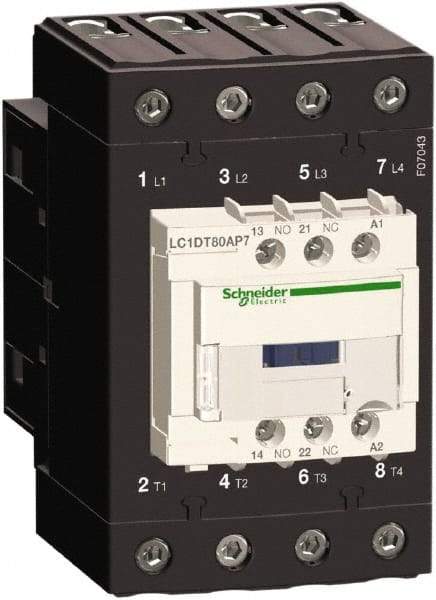 Schneider Electric - 4 Pole, 120 Coil VAC at 50/60 Hz, 80 Amp at 440 VAC, Nonreversible IEC Contactor - Bureau Veritas, CCC, CSA, CSA C22.2 No. 14, DNV, EN/IEC 60947-4-1, EN/IEC 60947-5-1, GL, GOST, LROS, RINA, UL 508, UL Listed - Eagle Tool & Supply