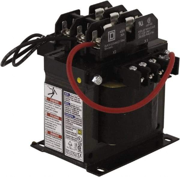 Square D - 350 VA, Top Mount Fuse Block Control Transformer - 50/60 Hz, 5.11 Inch Deep x 5.13 Inch High - Eagle Tool & Supply