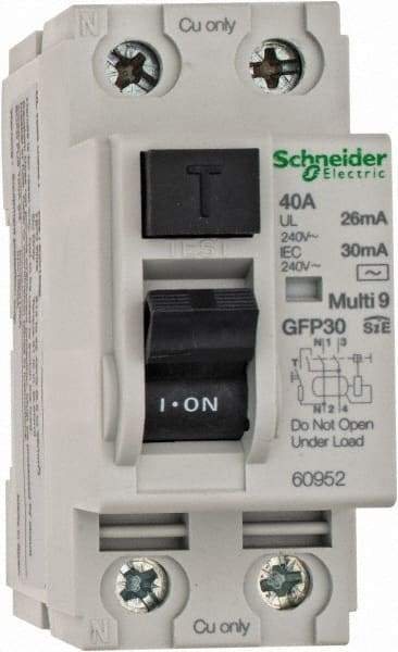 Schneider Electric - 40 Amp, 240 VAC, 2 Pole, Residual Current Device - Eagle Tool & Supply