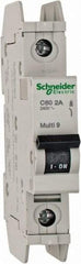 Schneider Electric - 2 Amp, 125 VDC, 240 VAC, 60 VDC, 1 Pole, DIN Rail Mount, Fixed Mount Miniature Circuit Breaker - Thermal Magnetic Trip, Multiple Breaking Capacity Ratings, 73mm Deep x 107mm High x 18mm Wide - Eagle Tool & Supply