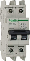 Schneider Electric - 10 Amp, 125 VDC, 240 VAC, 60 VDC, 1 Pole, DIN Rail Mount, Fixed Mount Miniature Circuit Breaker - Thermal Magnetic Trip, Multiple Breaking Capacity Ratings, 73mm Deep x 107mm High x 36mm Wide - Eagle Tool & Supply