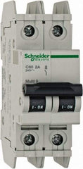 Schneider Electric - 2 Amp, 125 VDC, 240 VAC, 60 VDC, 1 Pole, DIN Rail Mount, Fixed Mount Miniature Circuit Breaker - Thermal Magnetic Trip, Multiple Breaking Capacity Ratings, 73mm Deep x 107mm High x 36mm Wide - Eagle Tool & Supply