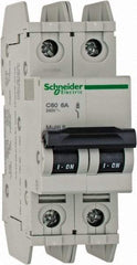 Schneider Electric - 6 Amp, 125 VDC, 240 VAC, 60 VDC, 1 Pole, DIN Rail Mount, Fixed Mount Miniature Circuit Breaker - Thermal Magnetic Trip, Multiple Breaking Capacity Ratings, 73mm Deep x 107mm High x 36mm Wide - Eagle Tool & Supply