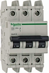 Schneider Electric - 20 Amp, 125 VDC, 240 VAC, 60 VDC, 3 Pole, DIN Rail Mount, Fixed Mount Miniature Circuit Breaker - Thermal Magnetic Trip, Multiple Breaking Capacity Ratings, 73mm Deep x 107mm High x 54mm Wide - Eagle Tool & Supply