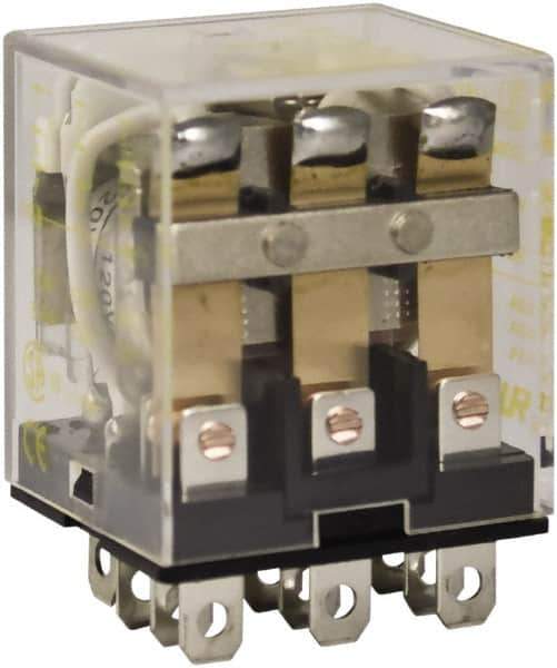 Square D - 1/2 hp at 120 Volt & 3/4 hp at 240 Volt, Electromechanical Plug-in General Purpose Relay - 10 Amp at 250 VAC, 3PDT, 120 VAC at 50/60 Hz - Eagle Tool & Supply