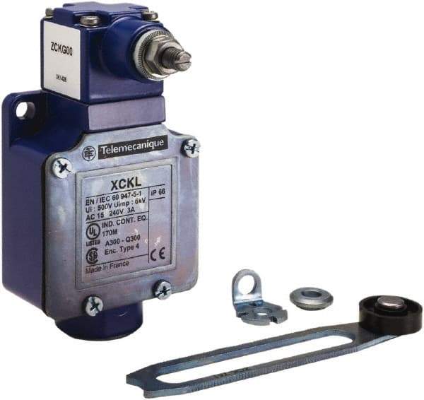 Telemecanique Sensors - SPDT, NC/NO, 300 VAC, 300 VDC, Screw Terminal, Roller Lever Actuator, General Purpose Limit Switch - 1, 2, 3, 4, 12 NEMA Rating, IP66 IPR Rating, Reversible Mount - Eagle Tool & Supply