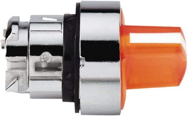 Schneider Electric - 22mm Mount Hole, 3 Position, Handle Operated, Selector Switch - Orange, Momentary (MO), Illuminated, Shock, Vibration and Water Resistant - Eagle Tool & Supply