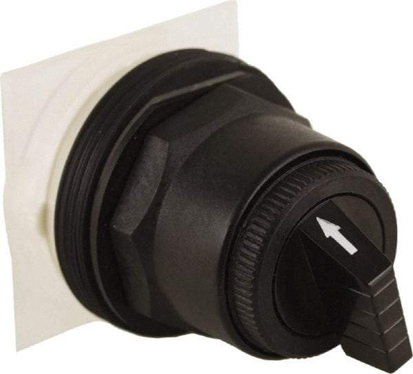 Schneider Electric - 30mm Mount Hole, 3 Position, Knob and Pushbutton Operated, Selector Switch Only - Black, Maintained (MA), without Contact Blocks, Anticorrosive, Weatherproof, Dust and Oil Resistant - Eagle Tool & Supply