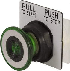 Schneider Electric - 30mm Mount Hole, Extended Mushroom Head, Extended Straight, Pushbutton Switch - Round, Green Pushbutton, Maintained (MA) - Eagle Tool & Supply