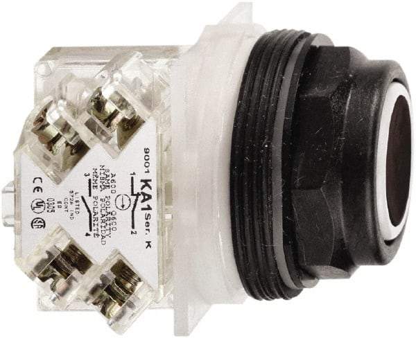 Schneider Electric - 30mm Mount Hole, Flush, Pushbutton Switch with Contact Block - Octagon, Black Pushbutton, Momentary (MO) - Eagle Tool & Supply