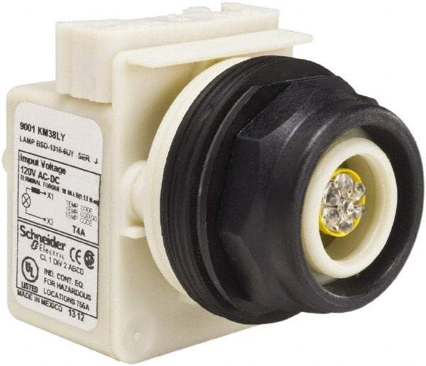 Schneider Electric - 120 V LED Indicating Light - Round Lens, Screw Clamp Connector, Corrosion Resistant, Dust Resistant, Oil Resistant - Eagle Tool & Supply