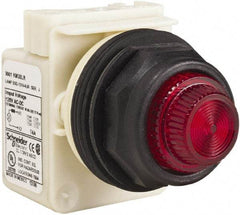 Schneider Electric - 120 V Red Lens LED Indicating Light - Round Lens, Screw Clamp Connector, Corrosion Resistant, Dust Resistant, Oil Resistant - Eagle Tool & Supply