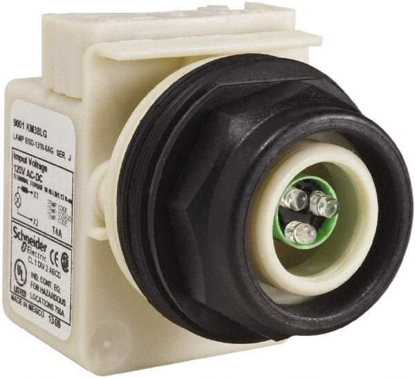 Schneider Electric - 120 V LED Indicating Light - Round Lens, Screw Clamp Connector, Corrosion Resistant, Dust Resistant, Oil Resistant - Eagle Tool & Supply