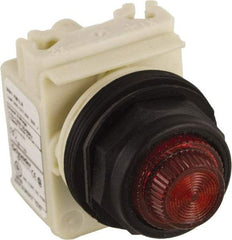 Schneider Electric - 120 VAC Red Lens LED Pilot Light - Round Lens, Screw Clamp Connector, 54mm OAL x 42mm Wide, Vibration Resistant - Eagle Tool & Supply