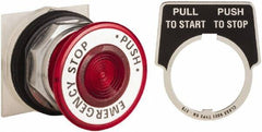 Schneider Electric - 30mm Mount Hole, Extended Straight, Pushbutton Switch Only - Round, Red Pushbutton, Maintained (MA), Weatherproof, Dust and Oil Resistant - Eagle Tool & Supply