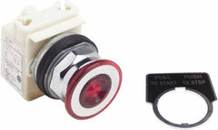 Schneider Electric - 30mm Mount Hole, Extended Straight, Pushbutton Switch Only - Red Pushbutton, Maintained (MA) - Eagle Tool & Supply