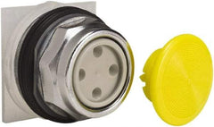 Schneider Electric - 30mm Mount Hole, Extended Straight, Pushbutton Switch Only - Yellow Pushbutton, Momentary (MO) - Eagle Tool & Supply