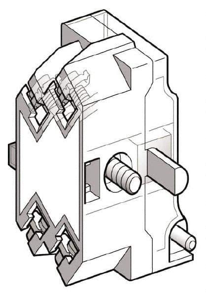 Schneider Electric - NO/NC, Multiple Amp Levels, Electrical Switch Contact Block - 125 VDC at 0.55 Amp and 240 VAC at 3 Amp, Screw Terminal, For Use with Harmony 9001K - Eagle Tool & Supply