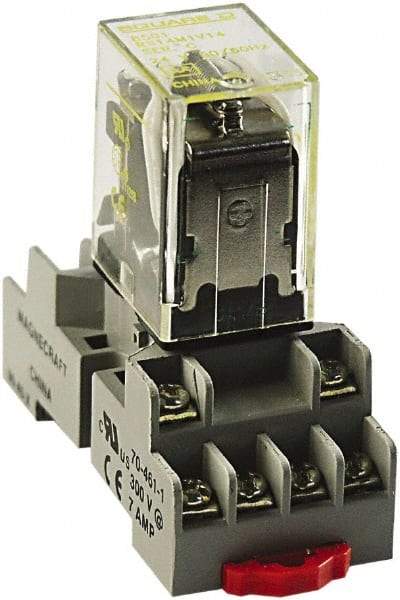 Square D - 14 Pins, 300 VAC, 10 Amp, Spade Relay Socket - DIN Rail Mount, Panel Mount, Screw Clamp Terminal - Eagle Tool & Supply