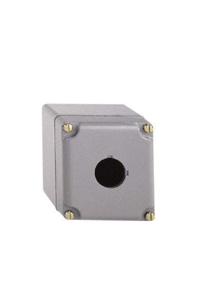 Schneider Electric - 1 Hole, 30mm Hole Diameter, Aluminum Pushbutton Switch Enclosure - 1, 3, 4, 6, 12, 13 NEMA Rated - Eagle Tool & Supply