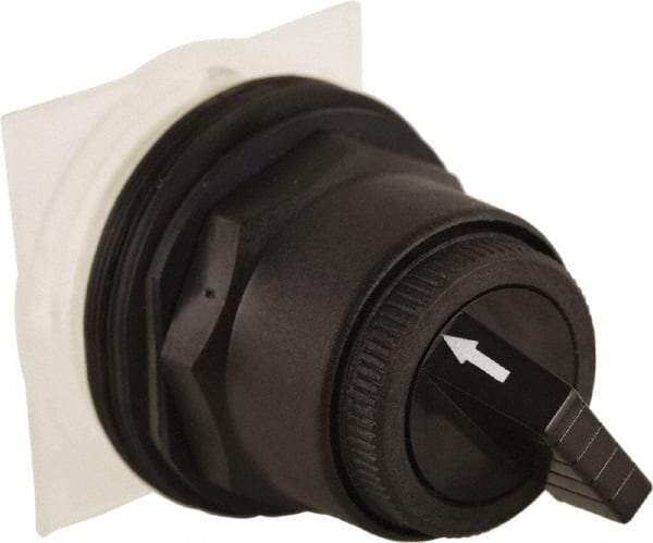 Schneider Electric - 30mm Mount Hole, 2 Position, Knob and Pushbutton Operated, Selector Switch Only - Black, Maintained (MA), without Contact Blocks, Anticorrosive, Weatherproof, Dust and Oil Resistant - Eagle Tool & Supply