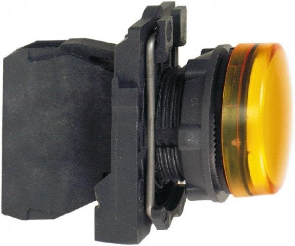 Schneider Electric - 110-120 VAC at 50/60 Hz Orange Lens LED Pilot Light - Round Lens, Screw Clamp Connector, 30mm Wide, Vibration Resistant, Water Resistant - Eagle Tool & Supply