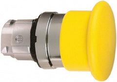 Schneider Electric - 22mm Mount Hole, Extended Mushroom Head, Pushbutton Switch Only - Round, Yellow Pushbutton, Nonilluminated, Momentary (MO) - Eagle Tool & Supply