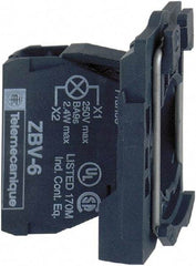 Schneider Electric - 24 VAC/VDC at 50/60 Hz Blue Lens LED Indicating Light - Screw Clamp Connector, Electromagnetic Field Resistant, Electrostatic Discharge Resistant, Vibration Resistant - Eagle Tool & Supply