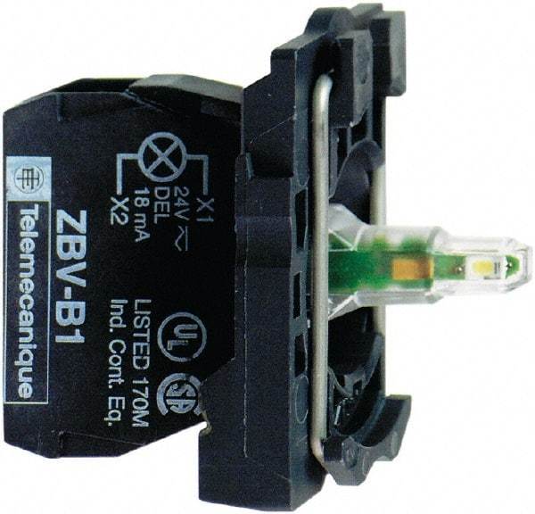 Schneider Electric - 24-120 V Green Lens LED Indicating Light - Screw Clamp Connector, Vibration Resistant - Eagle Tool & Supply