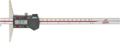 SPI - 0mm to 200mm ABS Plastic (Case) Electronic Depth Gage - 0.03mm Accuracy, 0.01mm Resolution, 4" Base Length - Eagle Tool & Supply