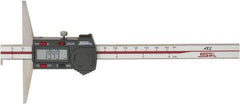 SPI - 0mm to 150mm ABS Plastic (Case) Electronic Depth Gage - 0.02mm Accuracy, 0.01mm Resolution, 4" Base Length, With Single Hook - Eagle Tool & Supply