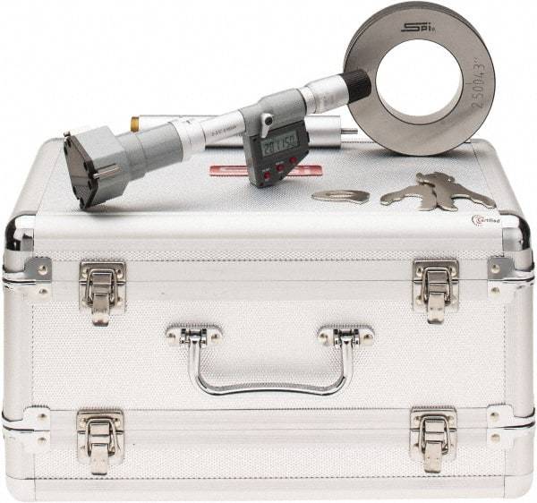 SPI - 2" to 2-1/2", IP65, Carbide Face Chrome Plated Finish, Electronic Inside Micrometer - 0.00005" Resolution, 0.0002" Accuracy, 114" Gage Depth - Eagle Tool & Supply