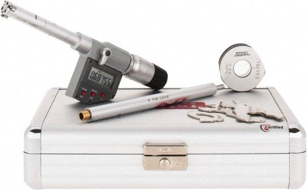 SPI - 0.5" to 0.65", IP65, Carbide Face Chrome Plated Finish, Electronic Inside Micrometer - 0.00005" Resolution, 0.00016" Accuracy, 80" Gage Depth - Eagle Tool & Supply