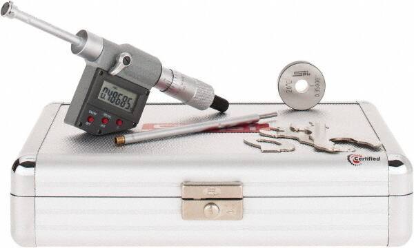 SPI - 0.35" to 0.425", IP65, Carbide Face Chrome Plated Finish, Electronic Inside Micrometer - 0.00005" Resolution, 0.00016" Accuracy, 53.5" Gage Depth - Eagle Tool & Supply