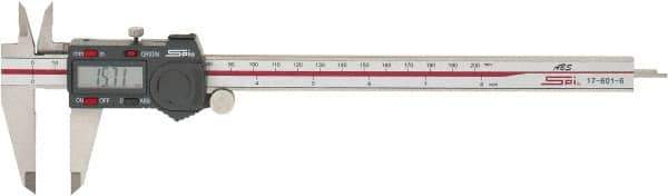 SPI - 0 to 200mm Range, 0.01mm Resolution, Electronic Caliper - Stainless Steel with 50mm Stainless Steel Jaws, 0.0015" Accuracy, Micro USB Output - Eagle Tool & Supply