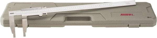 SPI - 0 to 450mm Stainless Steel Vernier Caliper - 0.02mm Graduation, 100mm Jaw Depth, 0.05mm Accuracy, Includes NIST Traceability Certificate - Eagle Tool & Supply