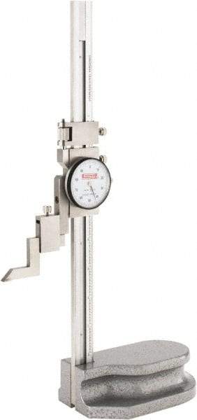 SPI - 8" Stainless Steel Dial Height Gage - 0.001" Graduation, Accurate to 0.001", Dial Display - Eagle Tool & Supply