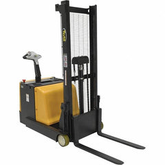 Vestil - 1,100 Lb Capacity, 62" Lift Height, Battery Powered Stacker - 1-3/16" Lowered Height, 30" Fork Length, 32" Overall Width - Eagle Tool & Supply