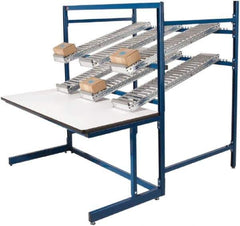 Proline - 60 Wide x 92-1/2" Deep x 36" High, Plastic Laminate Workbench - T-Molded Edge, Adjustable Height Legs, Dark Blue - Eagle Tool & Supply