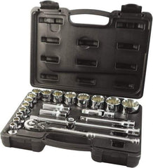 Paramount - 22 Piece 1/2" Drive Chrome Finish Socket Set - 12 Points, 5/16" to 1-1/4" Range, Inch Measurement Standard - Eagle Tool & Supply