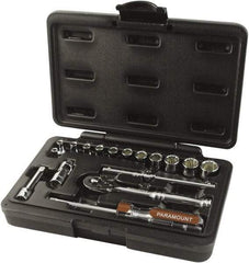 Paramount - 17 Piece 1/4" Drive Chrome Finish Socket Set - 12 Points, 4mm to 14mm Range, Metric Measurement Standard - Eagle Tool & Supply